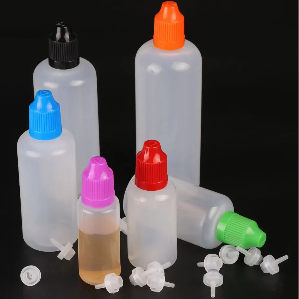Juice Bottle Dropper - 5 pezzi 3/5/10/15/20/30/50/60/100/120ml Bottiglie contagocce per