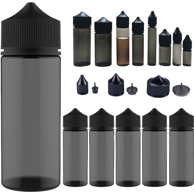 Juice Bottle Dropper - 5 Pz 10/15/30/60/100/120 ml Nero PET